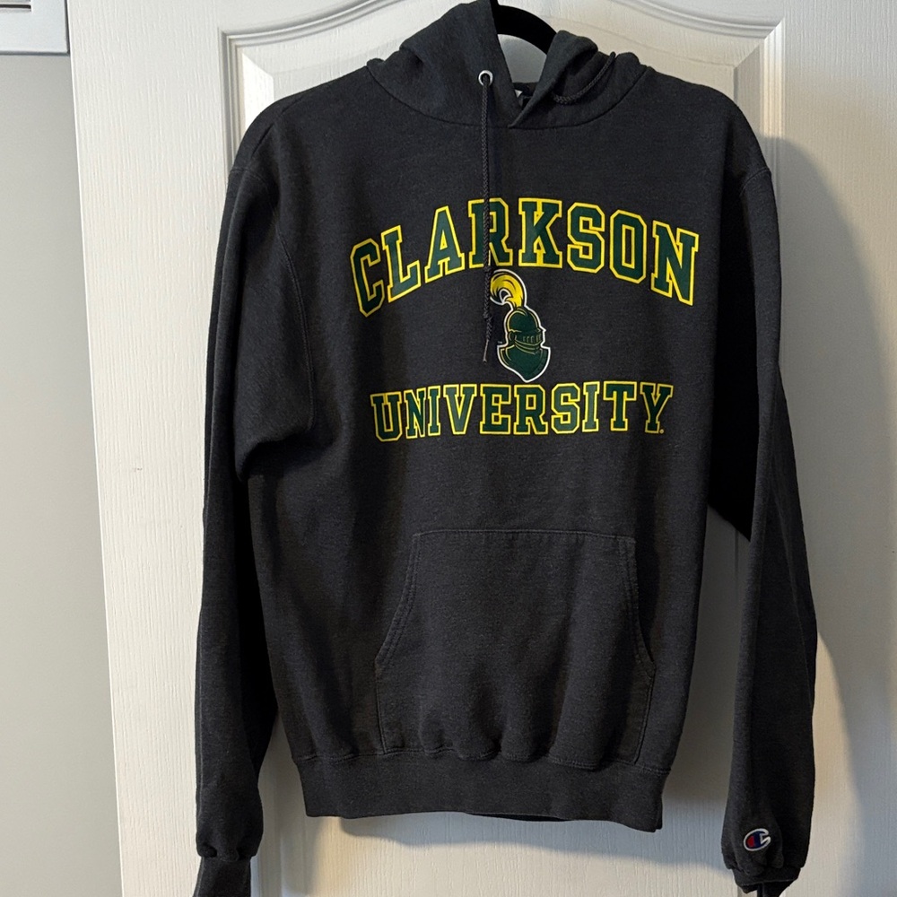 Champion Dark Gray Hoodie with Clarkson University Design